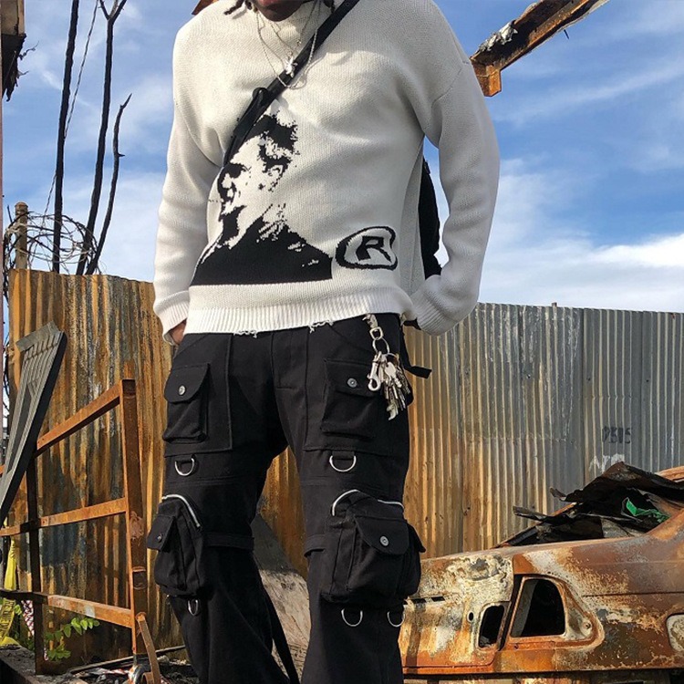 2022 otoño y el invierno AliExpress Amazon cabeza patrón suéter de punto alta calidad suéter cuello redondo manga larga lote