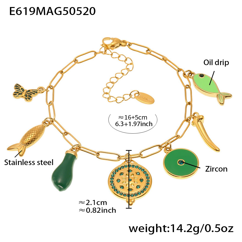 E619-그린 에나멜 팔찌 16+5cm