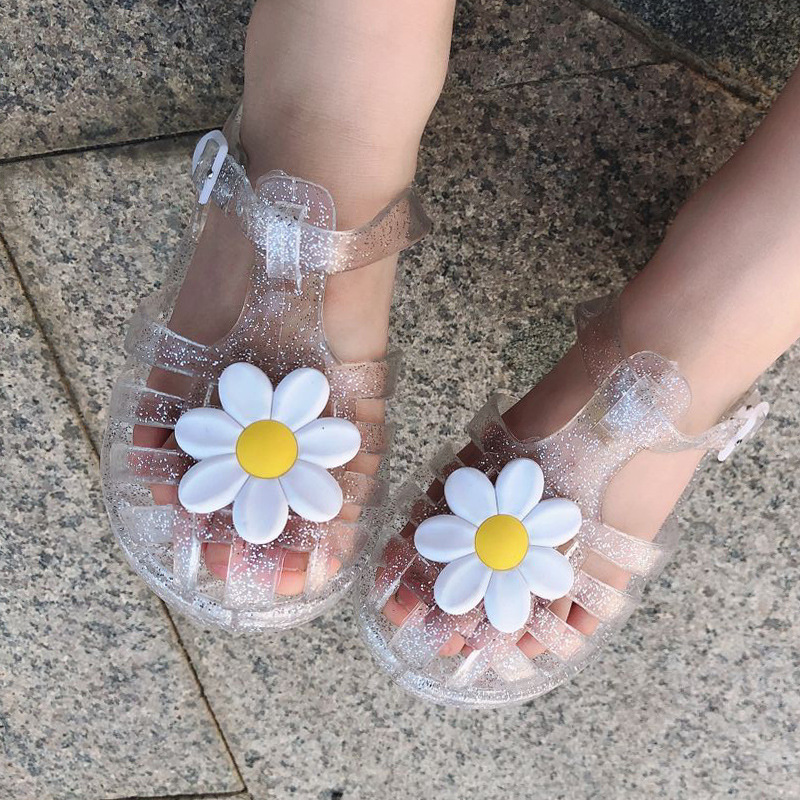 Cross-border exclusive for 2022 new girls daisy flower children's shoes jelly Princess Baotou baby Roman shoes