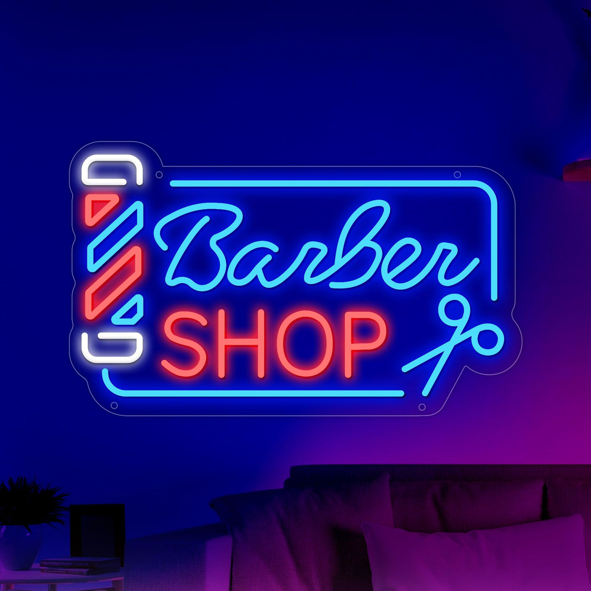 led barbería de neón transfronteriza lámpara de cartel luminoso lámpara de letras lámpara cartel publicitario lámpara decorativa