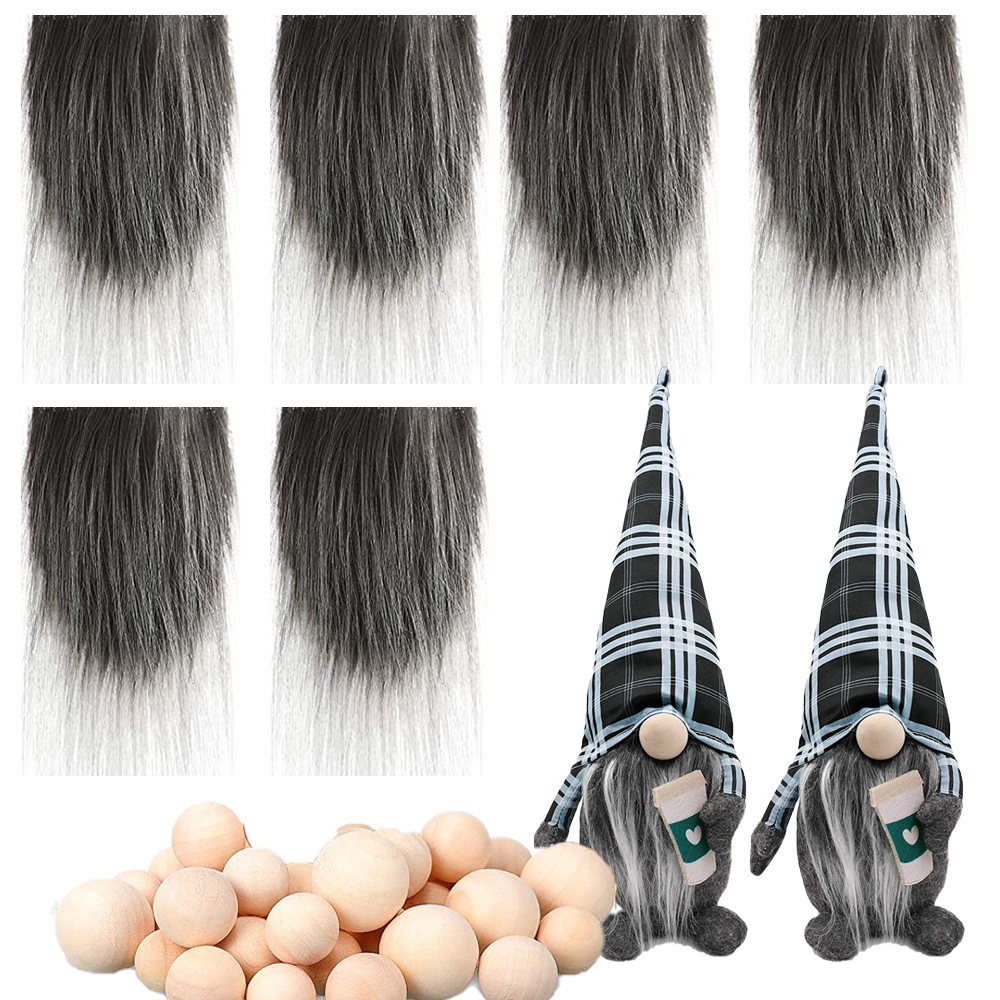 Dark gray (6 pieces of dark gray beard + 6 round wooden balls)