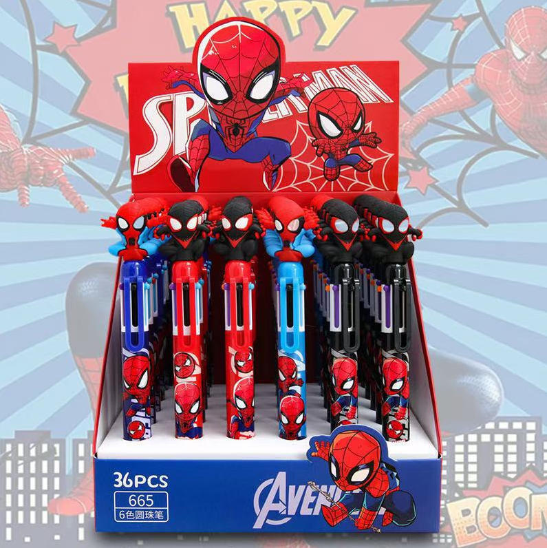 Colección de dibujos animados coreanos, bolígrafo multicolor, bolígrafo de bolas de seis colores, bolígrafo multicolor para estudiantes