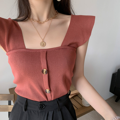 Summer new Korean style slim and sexy small fresh short camisole bottoming shirt off-the-shoulder top