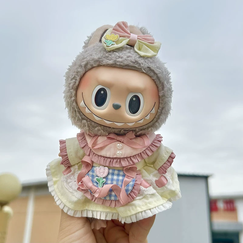 Только одежда] 17см подвеска с слепым ящиком Labubu одежда Labubu кукла детская одежда конус надевания комбинезоны милый и милый