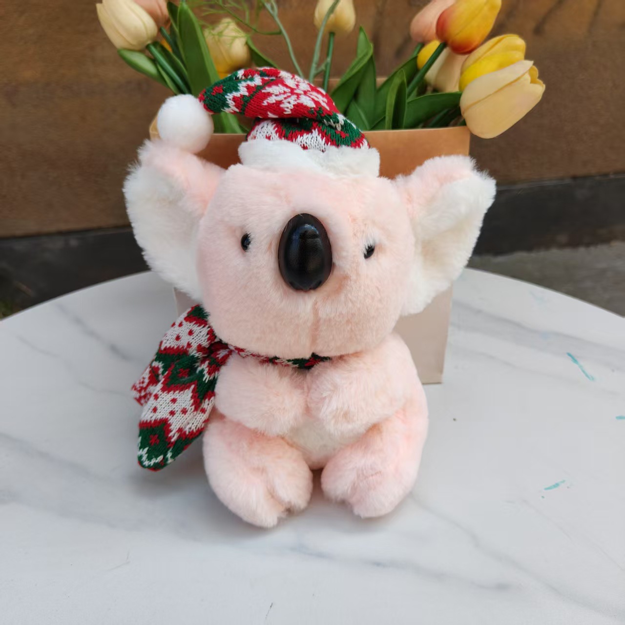 Regalos de Navidad Papá Noel juguetes de peluche bufandas rojas lindas pingüinos osos polares muñecas al por mayor
