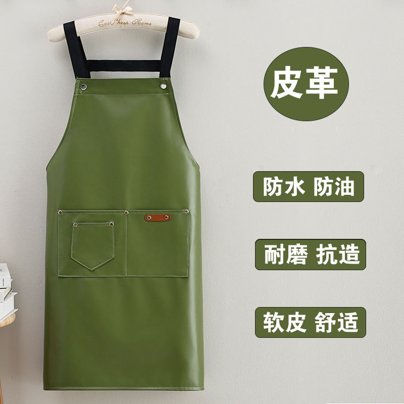 防水・耐油 男女兼用 作業用 PUレザーエプロン キッチン 調理 ケータリング 作業服 洗濯不要 家庭用専用エプロン|undefined