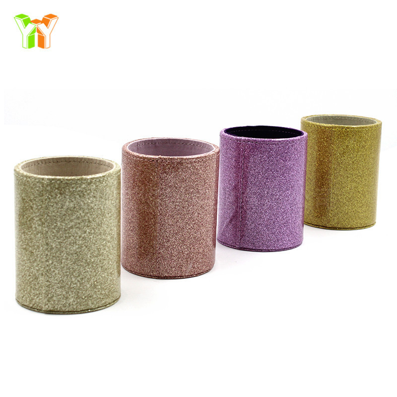 In stock Creative Leather Office pen holder colorful office desktop decoration multifunctional storage round Pen Holder