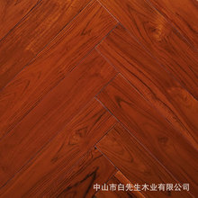 中山实木地板厂家直供  人字拼耐磨漆面柚木原木地板