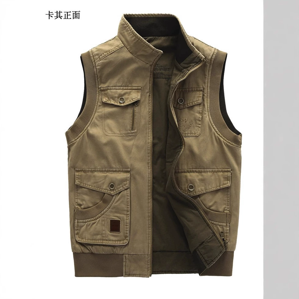 8522 мужской повседневный жилет, двусторонний хлопковый пригодный для носки жилет с несколькими карманами, для рыбалки, фото
