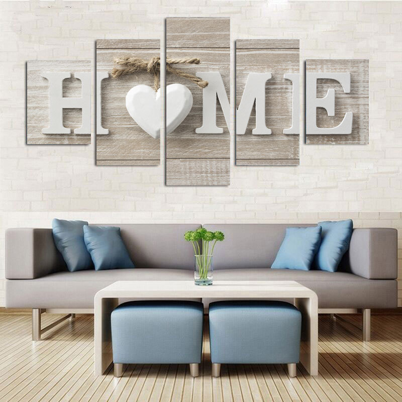 Direct Sales from the Manufacturer: Five-Link Decorative Painting with the Letter Home, Canvas Spray Painting, Nordic Style Living Room Decorative Hanging Painting