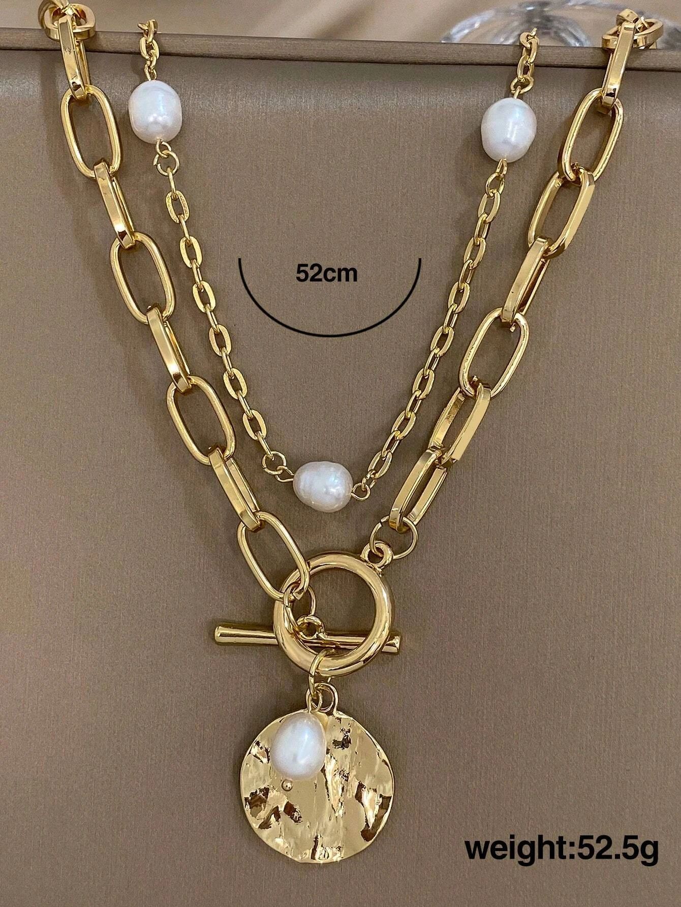 1 Piece Quantity Retro Irregular Geometric Pearl Alloy Pendant Necklaces Wholesale