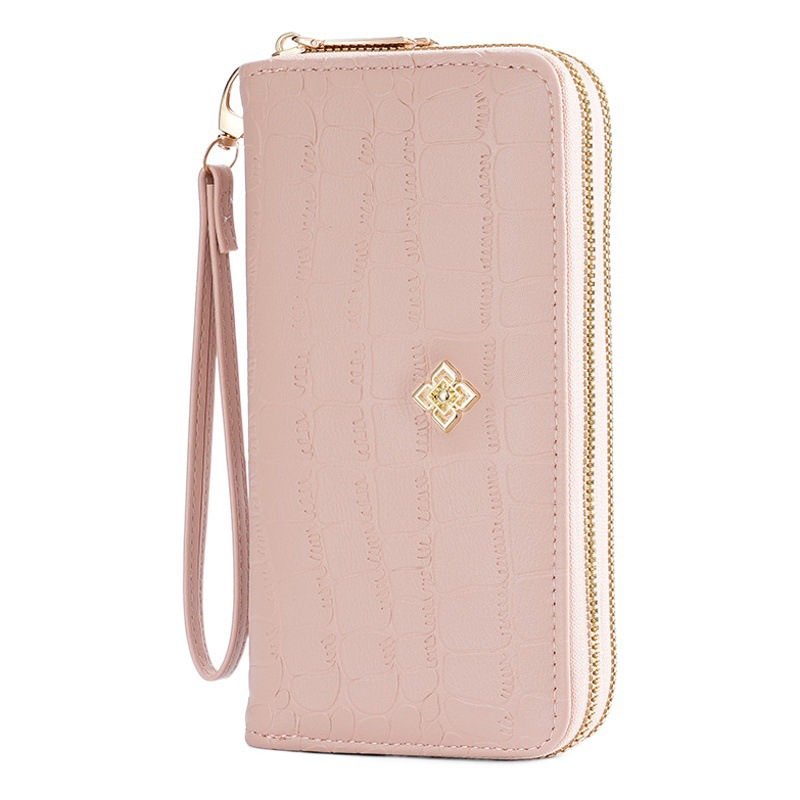 Cartera larga de mujer doble cremallera gran capacidad diseño de lujo moda