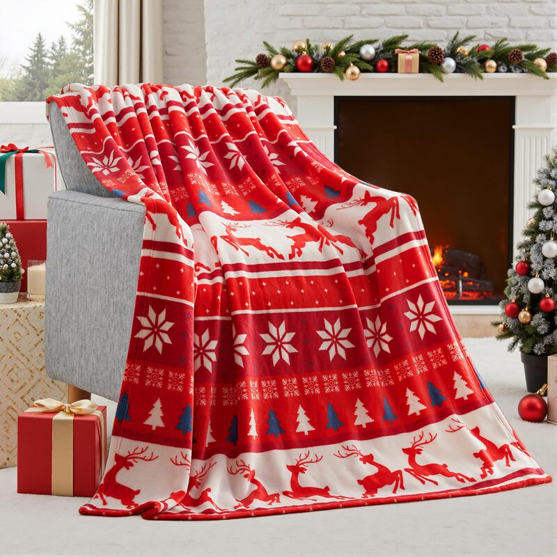 クリスマス毛布柔らかいフランネルクリスマス毛布暖かいぬいぐるみ祭り装飾毛布冬の快適なソファ毛布|undefined