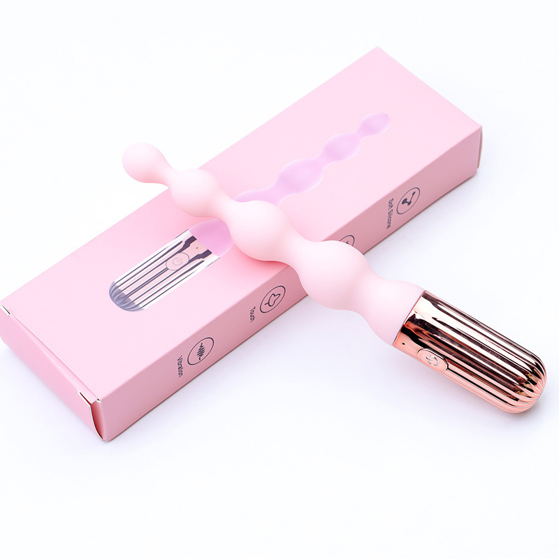 Vibrating Anal Beads Stimulator with Button Control, Silicone, Pink — detail image 11