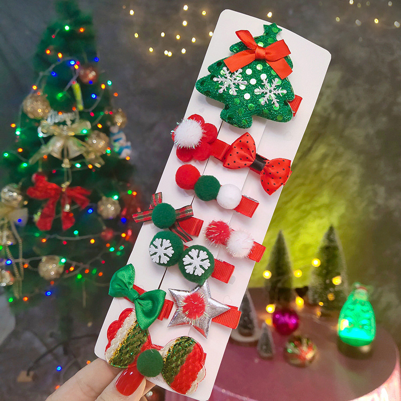 Lindo Gorro Navideño Árbol De Navidad Estrella Lentejuela Tela Pinza Para El Cabello display picture 4