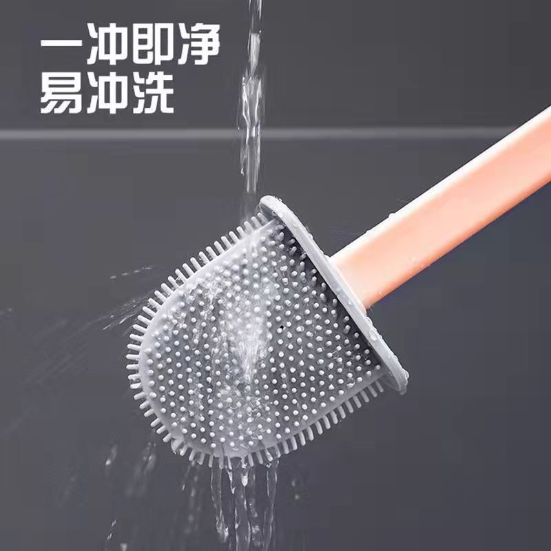 Household Silicone Toilet Brush Wholesale Cleaning Brush Toilet Brush Toilet Brush Wall-Mounted with Base Long Handle Brush Plastic