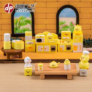 微景观家居装饰摆件卡通可爱厨房小鸭橱柜冰箱烤箱砂锅树脂工艺品