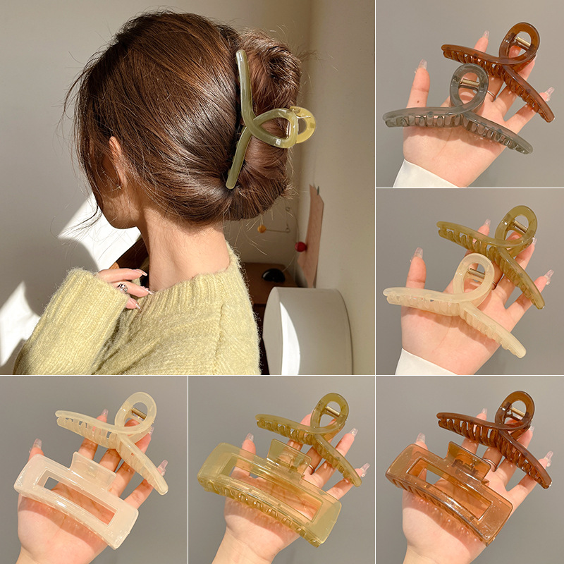 Clips de agarre acrílico transparente, clips de cabello de niña grande, clips de cabello de tiburón de alto nivel, clips de cabello de cabeza de cabeza de cabeza de brazo