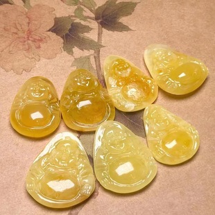 Natural Raw Ore Russian Material Beeswax [Maitreya] Carving Pendant Benmingfo Male Pendant Chicken Oil Yellow Men and Women