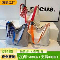 女性用シングルショルダーバッグカスタムファッションアルファベット装飾キャンバス女性カバンオックスフォード布カジュアルコンビネーションバッグ