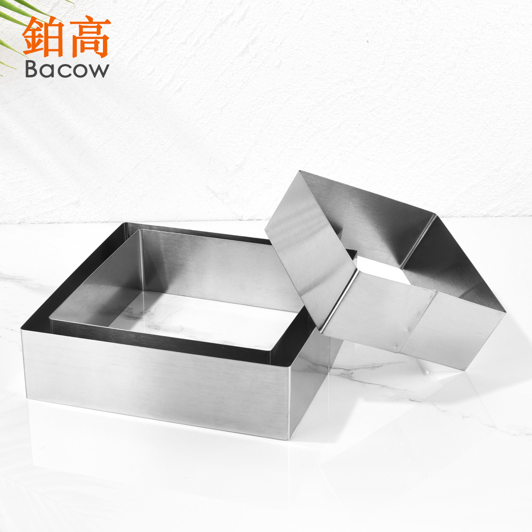 12/15/18CM Right-Angle Square Stainless Steel Mousse Ring Cake Pan 3-Piece Set Baking Mold 5-inch 6-inch 7-inch