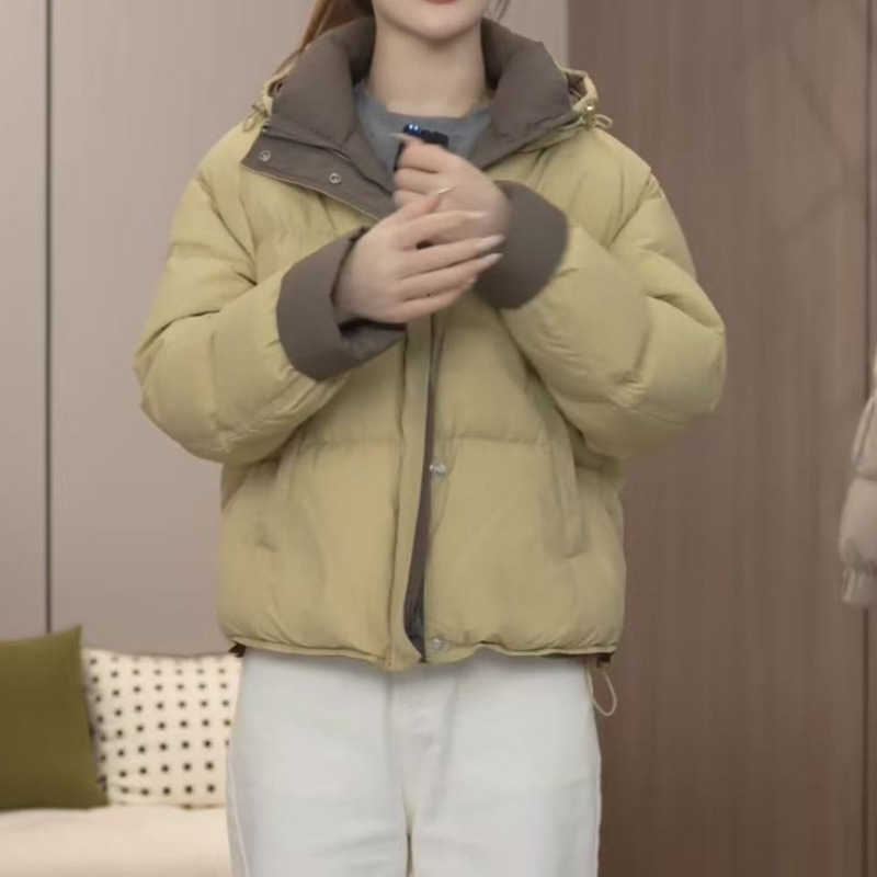 Down Jacket Women's Loose Winter Casual Versatile Hooded down Jacket Off-White Light Blue Black Yellow Duck down