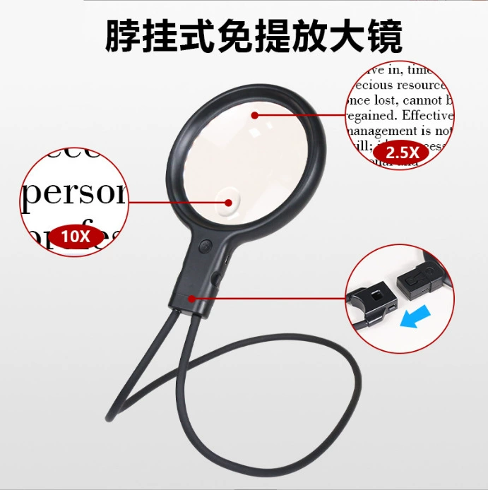 Q83 шейный висячий светодиодный 3 цветной свет ручной шейный стол 3 назначения 2 вида гравировки филателии для чтения увеличительное стекло