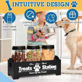 实木狗粮收纳盒家居宠物用品狗狗玩具整理盒手提密封储物罐收纳盒