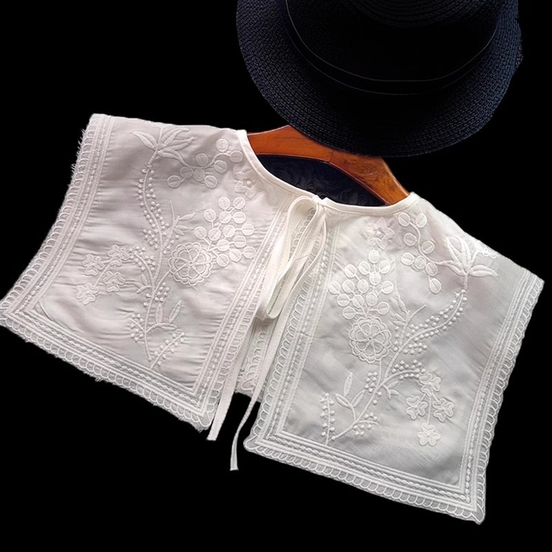 Forest-Style Lace Trim Collar, Decorative Fake Collar for Women, Summer Accessory for Dresses, Shawl-Style Fake Collar
