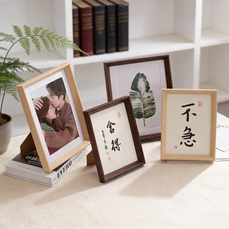 Modern Minimalist Mdf Photo Frame Creative Rectangular Picture Frame Custom Frame for Tabletop or Wall Hanging in Natural Wood Color