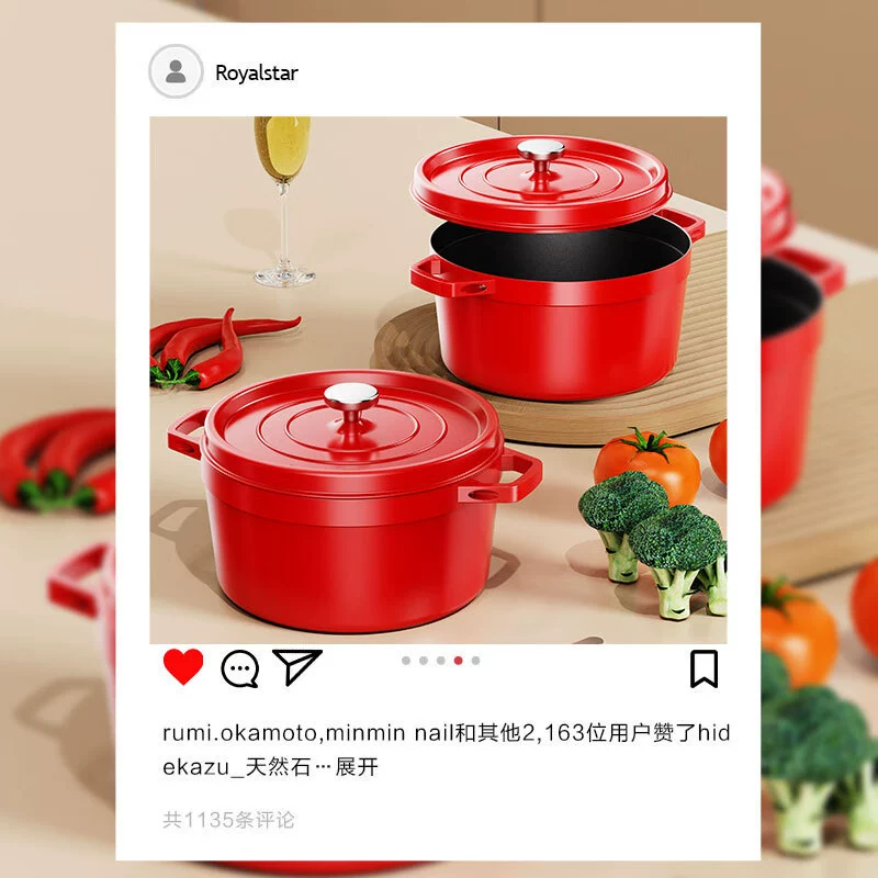 Чугунная эмалированная кастрюля Rongshi.da для хот-пота, похлёбка, рагу, суп, хот-пот, индукционная плита, электрическая кастрюля RSD214-FJ