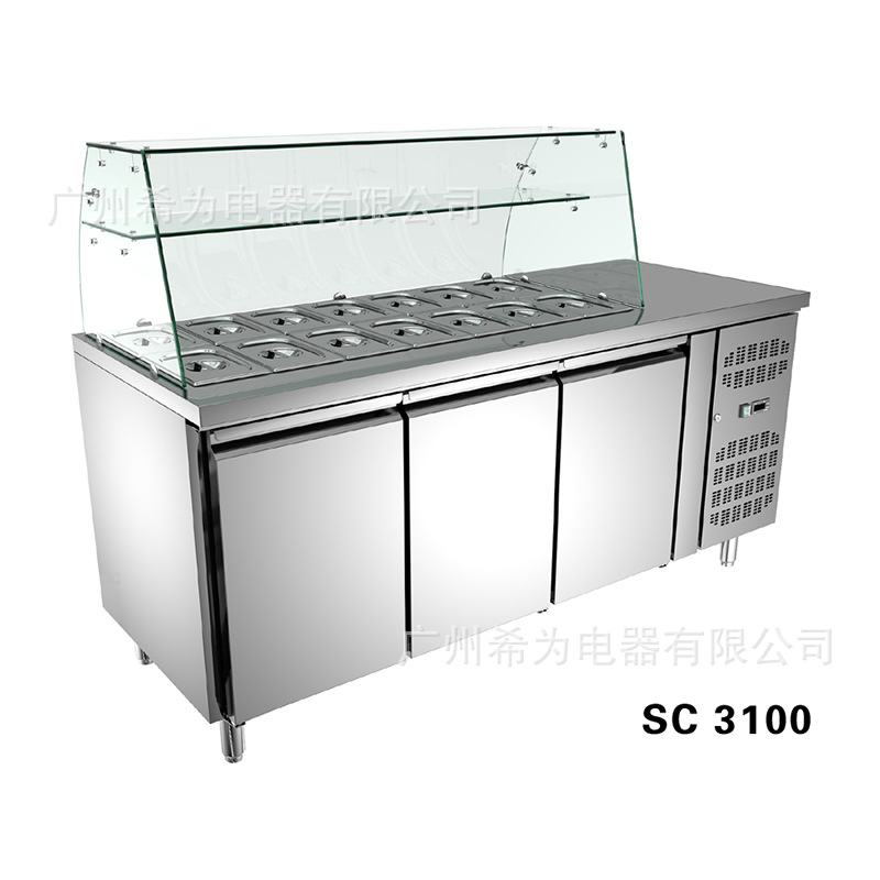 商用冷冻冷藏操作台 奶茶店冷柜制冷设备不锈钢冷藏工作台沙拉台