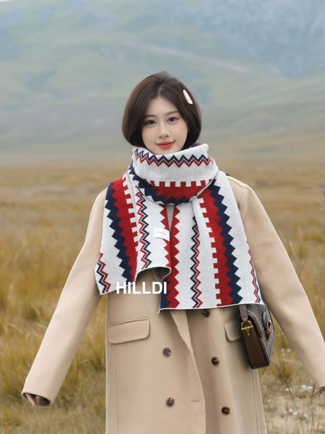 Nuove donne autunno inverno, sciarpa da viaggio spessa e calda, abbinata a scialle lungo lavorato a maglia per l'uso all'aperto_voghion.com