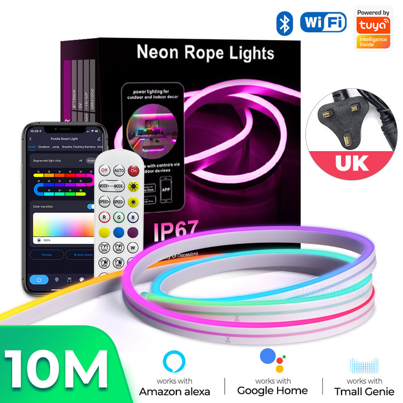 Tuya WIFI スマートシリコン LED ネオンライト Bluetooth 音楽リモコン APP 音声タイミングマーキーテープ付き|undefined
