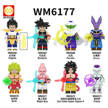 WM6177动漫系列龙珠孙悟空贝吉塔巴达克儿童人仔拼装积木玩具袋装