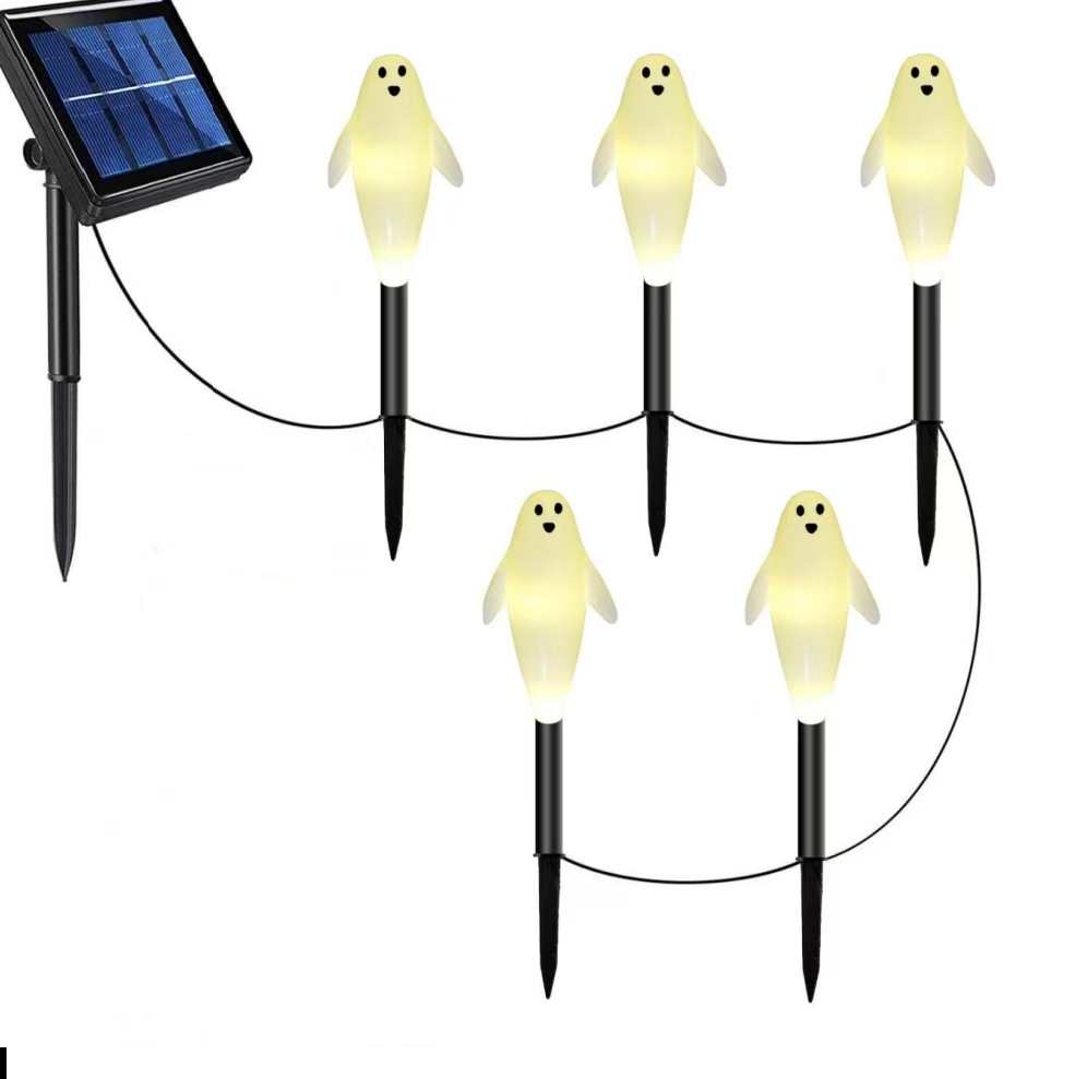 Nuevos productos transfronterizos de Halloween jardín al aire libre impermeable decoración de lámparas LED calabaza fantasma lámpara solar