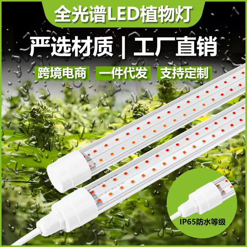 T8圆形户外防水led植物生长灯绿植水培大棚多肉全光谱光合补光灯