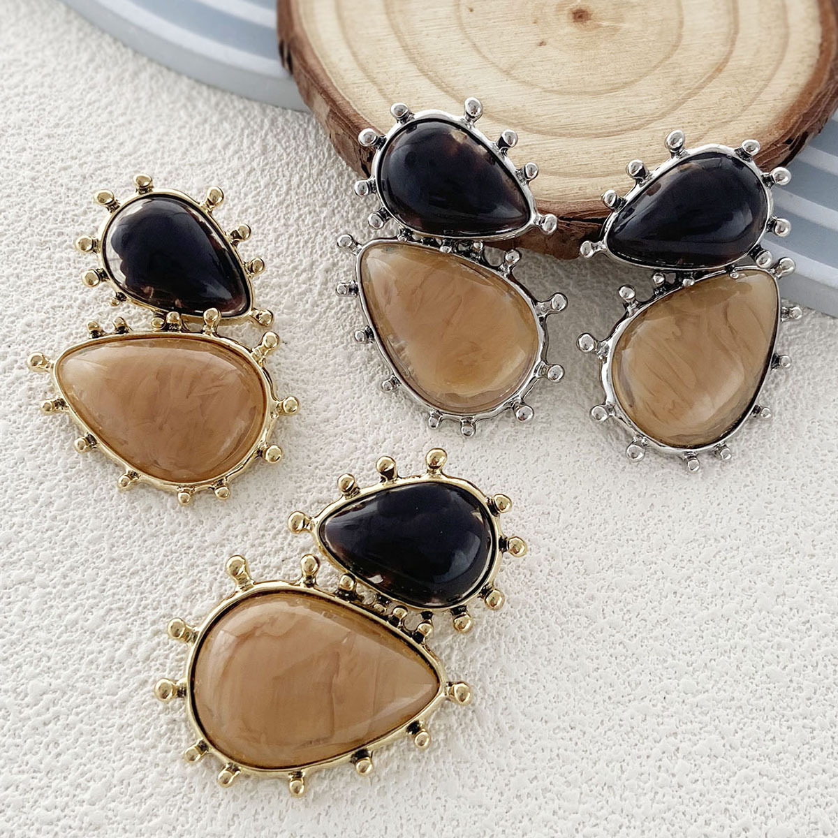 ZA cross-border baroque personality retro trend geometric resin gem pendant earrings temperament banquet party women