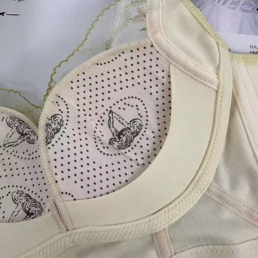 Nuevo sujetador de alta calidad de moda de encaje jacquard transpirable y cómodo ajustable anti-caída reúnen ropa interior de botón múltiple image 6
