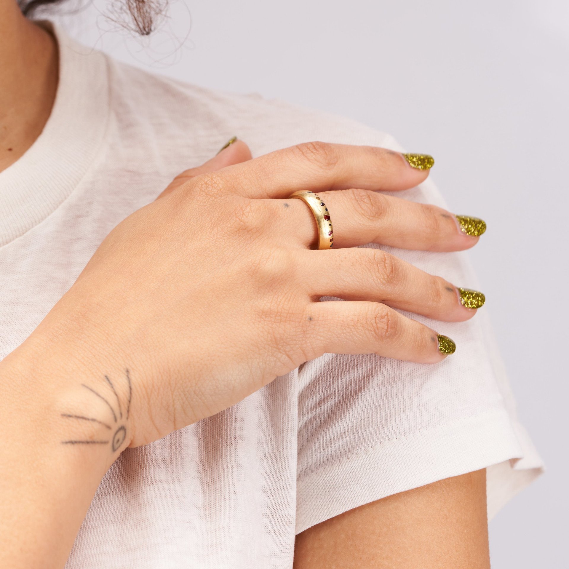 Unisex Gender Vintage Simple Color Inlaid Zircon Copper Ring Wholesale Nihaojewelry