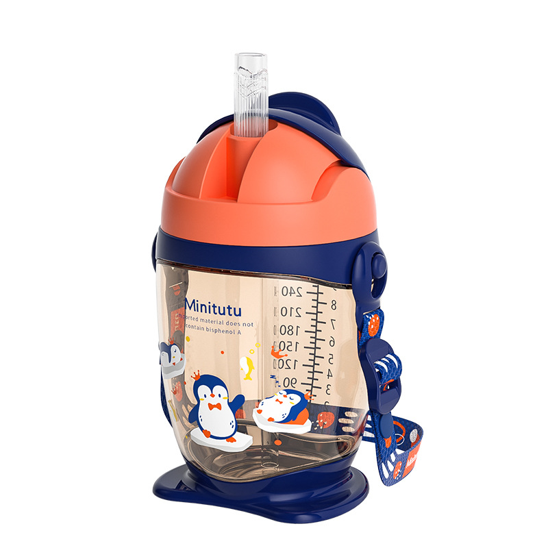 Minitutu - Taza para beber directamente para bebés, una taza, doble uso, correa, anticaída, antispruzzo, gran capacidad 300 ml