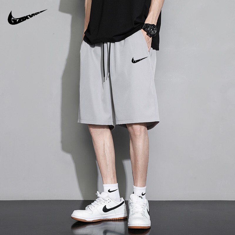 Men's 2025 Summer Ice Silk Shorts Men's Thin Quick-Drying Loose Five-Point Pants Trendy Casual Sports Beach Pants