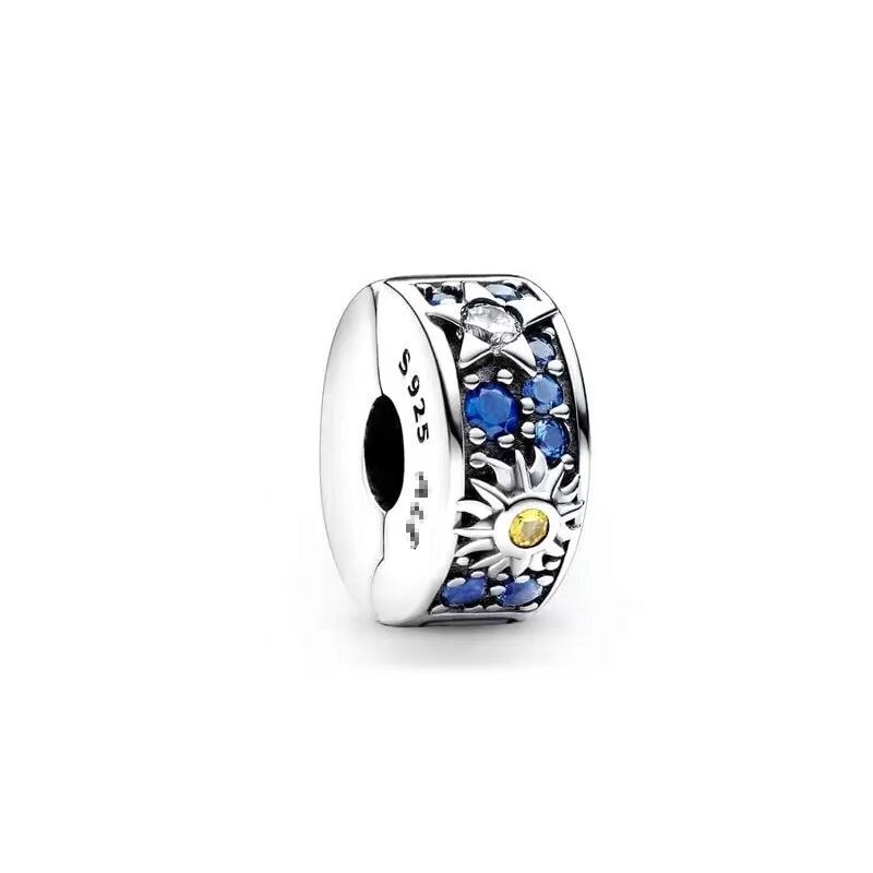 Panjiadora 925 スターリングシルバー固定クリップバックルゴールデン太陽固定バックルビーズブレスレット DIY アクセサリー|undefined