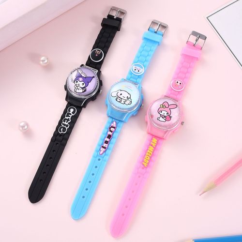 Flip cartoon watch anime Kurumi big-eared dog rotating digital watch girl primary school cute quartz watch