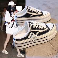 包头拖鞋女夏外穿2026新款帆布鞋子无后跟百搭懒人半拖厚底乞丐鞋