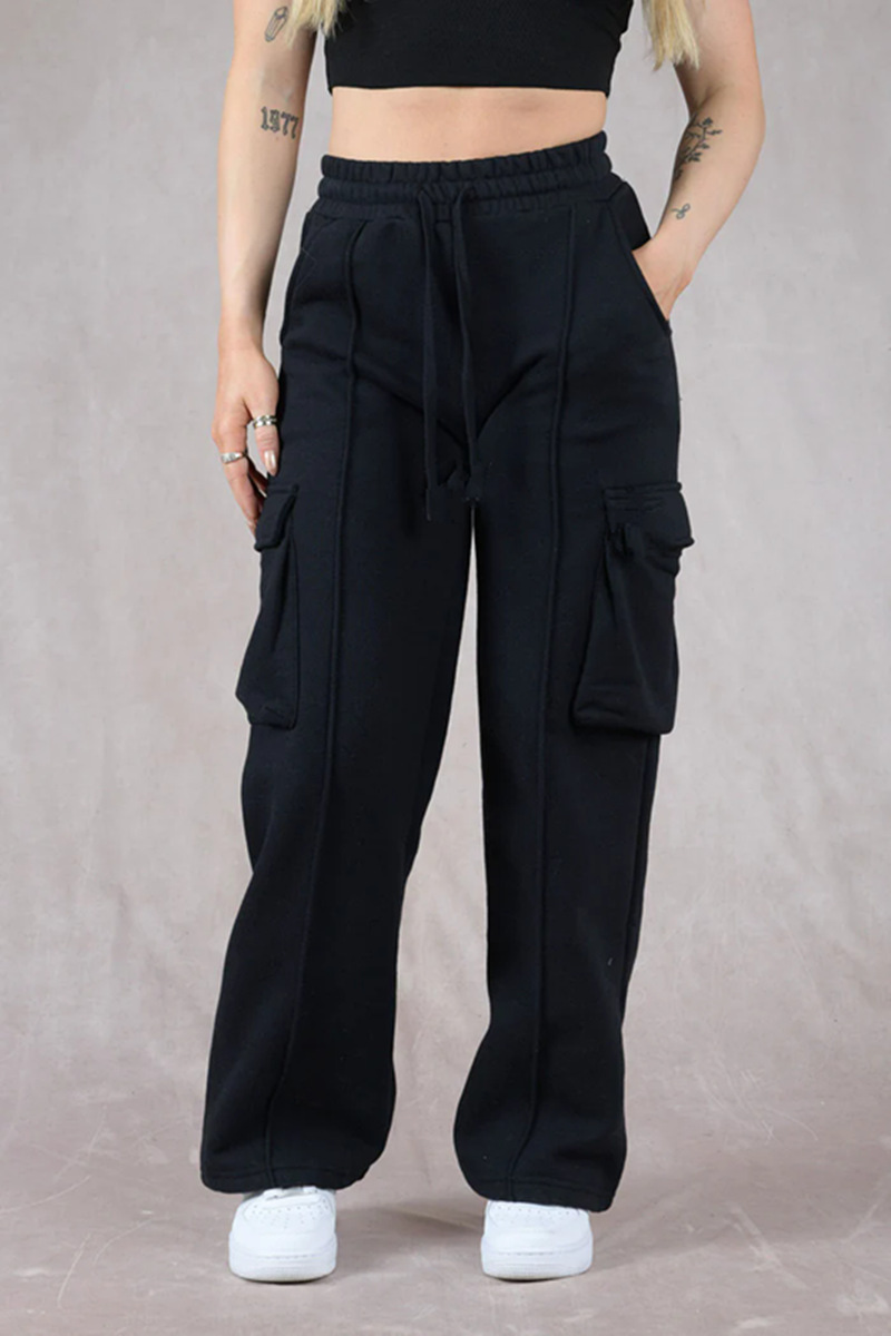 Pantalones largos cargo de algodón de felpa para mujer, deportivos, para gimnasio, fitness, correr, entrenamiento_voghion.com