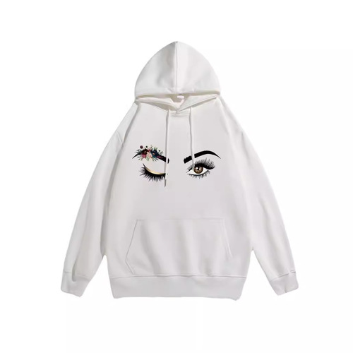 Women's Cross-border Plus Size Hooded Sweatshirt, New Autumn/Winter Korean Style Loose Fit Casual Top with Fleece and Personalized Print Jacket, Trendy