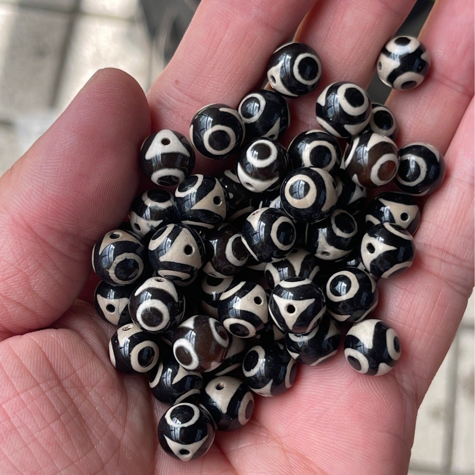 三眼天珠玛瑙圆珠DIY文玩佛珠饰品配饰手机链手链吊坠包挂项链原