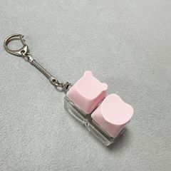 跨境PC解压一字型2键马卡龙解压键盘挂件指尖按压爱心小熊钥匙扣
