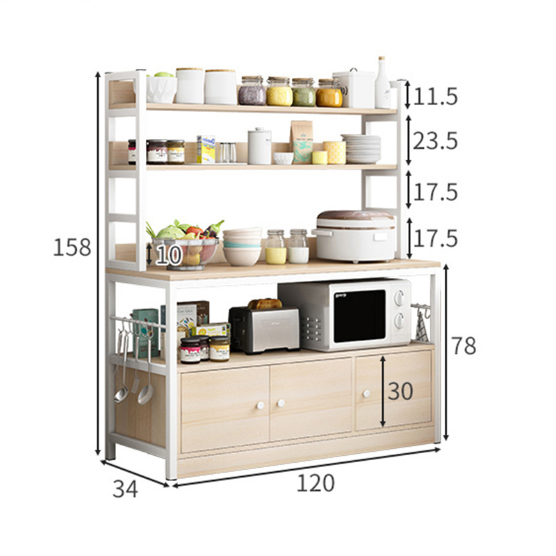 Cocina microondas rack de almacenamiento de suelo hogar multi-capa estante condimento armario de almacenamiento estante de la olla